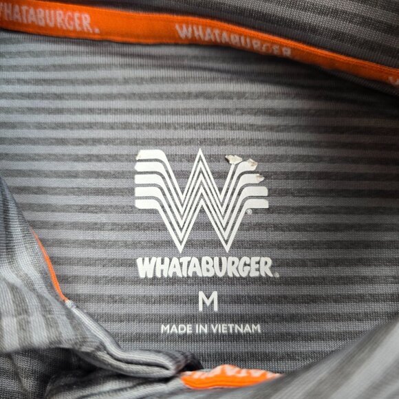 Whataburger Polo Shirt Mens Medium Gray Striped Employee Uniform Work Wear - Picture 6 of 9